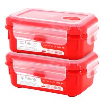 2x Herméticos Super Lock Micro 680 Ml. Aptos Para Cocinar Al Vapor En El Microondas, Ideal Transporte Y Almacenamiento De Alimentos, Cierre Clip, Vál