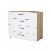 Cassettiera 4 Cassetti 'pepe' Rovere E Bianco Lucido 80,2x40,2x68,2 Cm