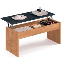 Opal Mesa Centro Elevable, Comedor, Salón, Mesita Café Auxiliar Para Sofá, 47x100x50cm/58x100x50cm Madera - Briebe