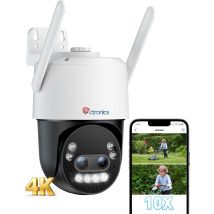 Ctronics Caméra De Surveillance Extérieure 4k Wifi 8mp Ptz – Vision Nocturne Couleur, Détection Humain/véhicule/animal, Audio Bidirectionnel, Ip66