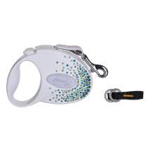 Flexi Glam Splash Leaf With Swarovski Crystals S - Dog Retractable Lead - 3 M - White