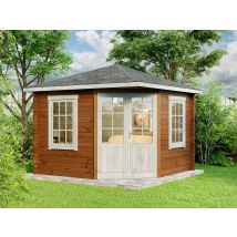 5-eck Gartenhaus Monica Aus Massiv-holz, Gerätehaus Garten Holzhaus Inkl. Montagematerial, Geräteschuppen Größe: 300 X 300 Cm, Spitzdach, 40 Mm 