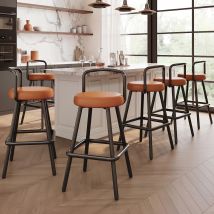 Ensemble De 6 Tabourets De Bar Modernes Avec Dossier Ergonomique, Revêtement En Cuir Pu Hydrofuge - Qualité Supérieure Et Confort Optimal