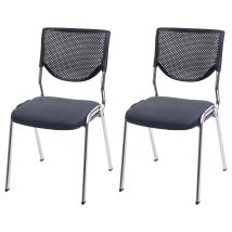 Hhg - Non Utilizzato] Set 2x Sedie Ufficio Conferenza Impilabili T401 Tessuto Struttura Cromo Colore Grigio Scuro