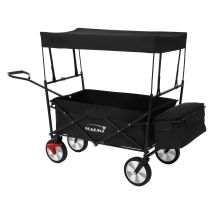 Carrello Pieghevole Con Tetto Nero Carretto Da Trasporto Carrello Portatutto Porta-attrezzi Incl. 2x Tasche A Rete E 1x Borsa Esterna Carrello Freno 
