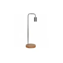 Opjet 010390 - "brook" Table Lamp Ø15x49cm - Chrome-finish Metal - Wooden Base