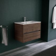 Meuble de salle de bain 2 tiroirs L.80 avec vasque mat – Boite à coton – Matières, Largeur – Inda