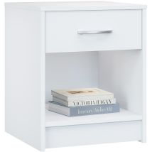 White Bedside Table With Drawer 50x40x35 Cm