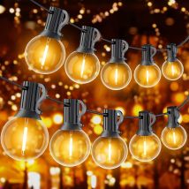 30 M Guinguette-led-lichterkette Für Den Außenbereich Mit 50 E12 G40-glühbirnen, Wasserdichte Kunststoffgirlande Für Garten, Hof, Terrasse