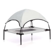 Fudajo - Hamaca Mascotas Cama Perros Gatos Relax Jardín Outdoor Protección Solar Sombrilla Animales M Gris