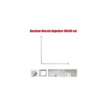 Traesio - Telaio Tenda Tende Bastone Asta Doccia E Vasca Da Bagno Colore Bianco 90 X 90 Cm - - Trade Shop