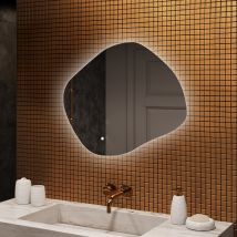 Artforma - Espejo De Baño Led 84x74, Interruptor Táctil, Led Dual, Espejo Romboidal