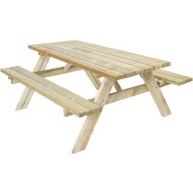 Mesa Picnic Jardín Madera Tratada En Autoclave Strong 200 Exterior Con 2 Bancos Abatibles 198x154x74 Cm 8/10 Adultos Espesor 42 Mm Normativa En581 Fsc