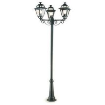 Palo Da Esterno Contemporaneo 250cm Elegance Alluminio E Vetro Grigio 3 Luci E27