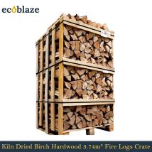 Ecoblaze Kiln Dried Birch Hardwood Firewood Logs 3.34m³ Crate For Wood Burner