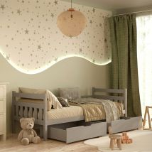 Letto 90x200 Compreso Di Base E Cassetti David Grey