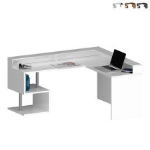 Scrivania Angolare HERMES Bianco Lucido – 160/180 x 60 x 92,5 cm – Alta qualità – Mobili ufficio