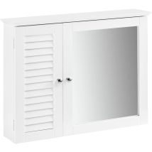 Bzr55-w Spiegelschrank Mit Lamellentür Hängeschrank Mit Spiegeltür Wandschrank Badschrank Spiegel Wandspiegel Badspiegel Weiß Bht Ca: 65x49x15cm - 
