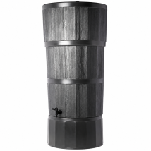 150l Woodgrain Effect Water Butt Kit - Black