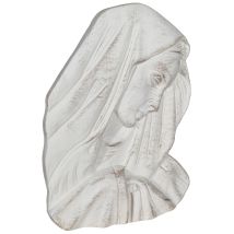 Biscottini - Decoracion De Pared Cara De Madonna Acabado Blanco Antiguo Made In Italy
