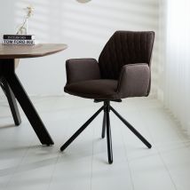 Chaise De Salle À Manger Pivotante Novan Bouclé Marron