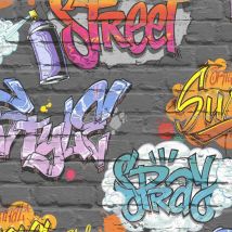Carta Da Parati Graffiti Multicolore L179-01 Dutch Wallcoverings