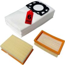 Filtros Y 6 Bolsas Para Aspiradoras Karcher Wd4, Wd5, Wd6, Mv4, Mv5, Mv6 - Accesorios De Repuesto Premium