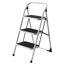Homelux - Escalera Domestica Tijera 0,730mt 3 Peldaños Anch Acero Bl