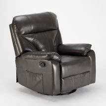 Poltrona Relax Reclinabile Dondolo Poggiapiedi Rotazione 360 Sissi - Grigio Scuro