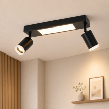 Plafoniera Led Gbly 2 Faretti Da Soffitto Gu10 - Plafoniera Nera 3000k Bianco Caldo 20w Lampada Da Camera Pivotante 350° Faretti Da Soffitto Per 