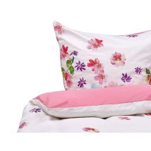 Ensemble Housse De Couette Et Taie D Oreiller Fille Motif Floral En Coton Rose 135 X 200 Cm Pour Chambre D'Adulte Beliani