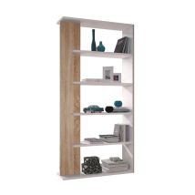 Offenes Bücherregal – Eiche weiß – 90 x 25 x 180 cm – 5 Regale