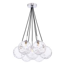 Dar Elpis Suspension Elpis À 7 Lumières, Finition Chrome Poli Et Verre Clair Alvéolé