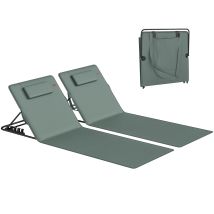 Outsunny 2 Pcs Foldable Sun Loungers, Beach Lounger With Adjustable Back