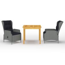Set Da Pranzo Da Giardino Per Esterni 3 Pezzi Mobili Grigio Chiaro 020013623