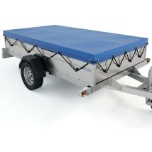 OUSUDELA Anhängerplane 207 x 114 x 10 cm – wasserdicht – PVC-Stoff – UV-beständig – Gummiseil – Aluminium-Rundösen