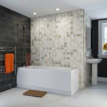 Ceramica - 1600x700mm Bathroom Single Ended Curved Bath Shower Screen With Front Panel