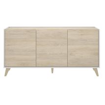 Sideboard 155 Cm Mattweiß Und Natureiche Mit Drei Türen - Corato