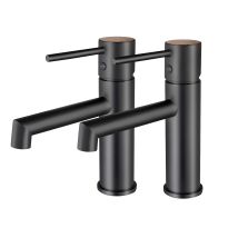 K2o - Pack 2 Rubinetto Per Bagno Monocomando Lusso Zen 16,5x5x18,5 Cm Nero Opaco, Aeratore Meccanismo A Cartuccia Ceramica