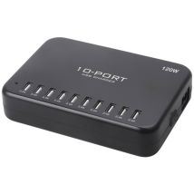 Lvsun 120w Smart 10-port Usb Ladestation 120 W 10x Usb-a Schwarz Innenbereich