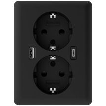 2u-449719 Unterputz-dose Mit Usb-c , Mit Usb-ladeausgang Schwarz (matt) - 2usb