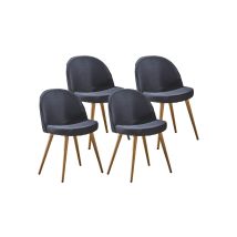 HOBAG – Set aus 4 skandinavischen Stühlen – Schwarz – Stoff/Buchenholzbeine – 52 x 51 x 82 cm – Sitzhöhe 54 cm