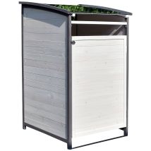 Mucola - Mülltonnenbox Doppelbox Mülltonnenverkleidung Einzelbox Wei Graumülltonne 240l Gartenbox Anbaubox Holz Anbau Deckel Grau Weiß Zinkdach