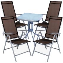 Mojawo - Bistrogarnitur 5-teilig 60x60cm Silbergrau/schokobraun-mmc33081+4xmmc5000sb
