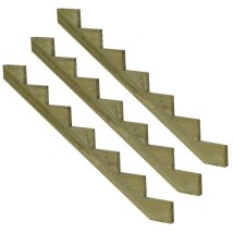 Vinuovo - Pack 3 Pièces - Limon Bois Autoclave - 7 Marches - H 119cm