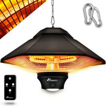 Tresko Deckenheizstrahler 1200w Bronze Mit Fernbedienung & Led-beleuchtung Wärmestrahler Infrarot Elektrisch Mit 3 Heizstufen Terrassenstrahler Innen 