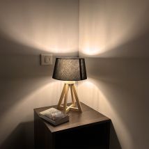 Arum Lighting – Lampe de chevet HOD en bois – 37 cm – E27 – Style, Hauteur, Matières, Largeur, Finition métal, Puissance de l'éclairage