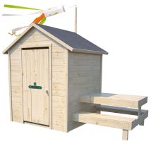 Soulet - Casita De Madera Infantil Con Mesa De Picnic Tiana 120x120x155 Cm - Casita De Jardín Para Niños Con Mesa Integrada - Madera Natural 
