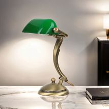 Premium Bankerlampe aus Messing – 120mm Breite, 285mm Höhe, 190mm Länge, E14 Fassung, IP20 – Bronze hell glänzend