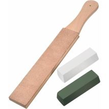 Pyygy - Leather Strops Kit, Double Sided Leather Paddle Strop Blocking Block With White Green Polishing Compounds (large Size)